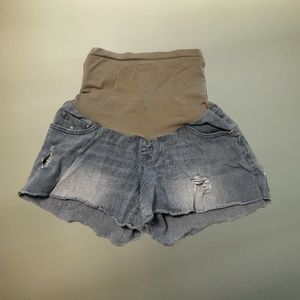 Light Wash Denim Maternity Shorts